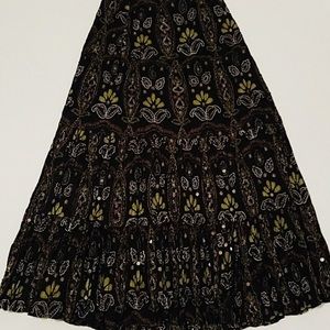 Chico’s Embroidered Lively Leaf Boho Skirt